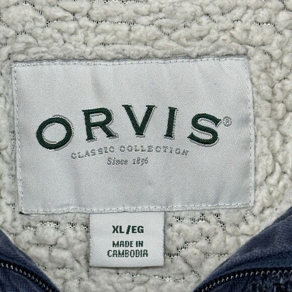 ORVIS Sweater Mens XL Brighton Sherpa Fleece Lined 1/4 Zip Marled Pullover Blue - Picture 12 of 16